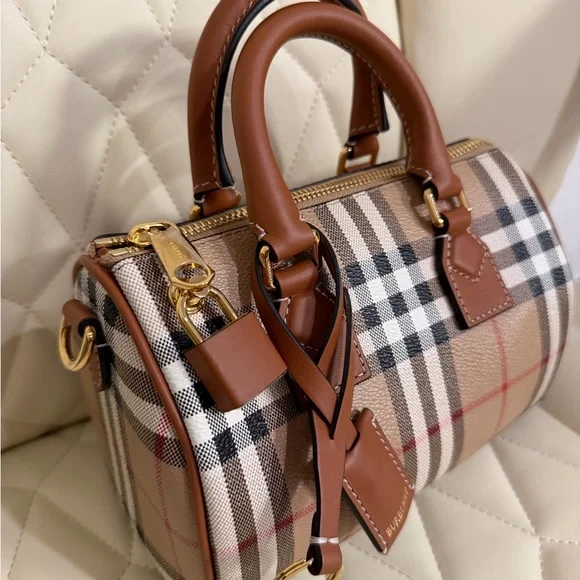 Burberry Tan and Brown Checkered Satchel - Picture 3 of 6